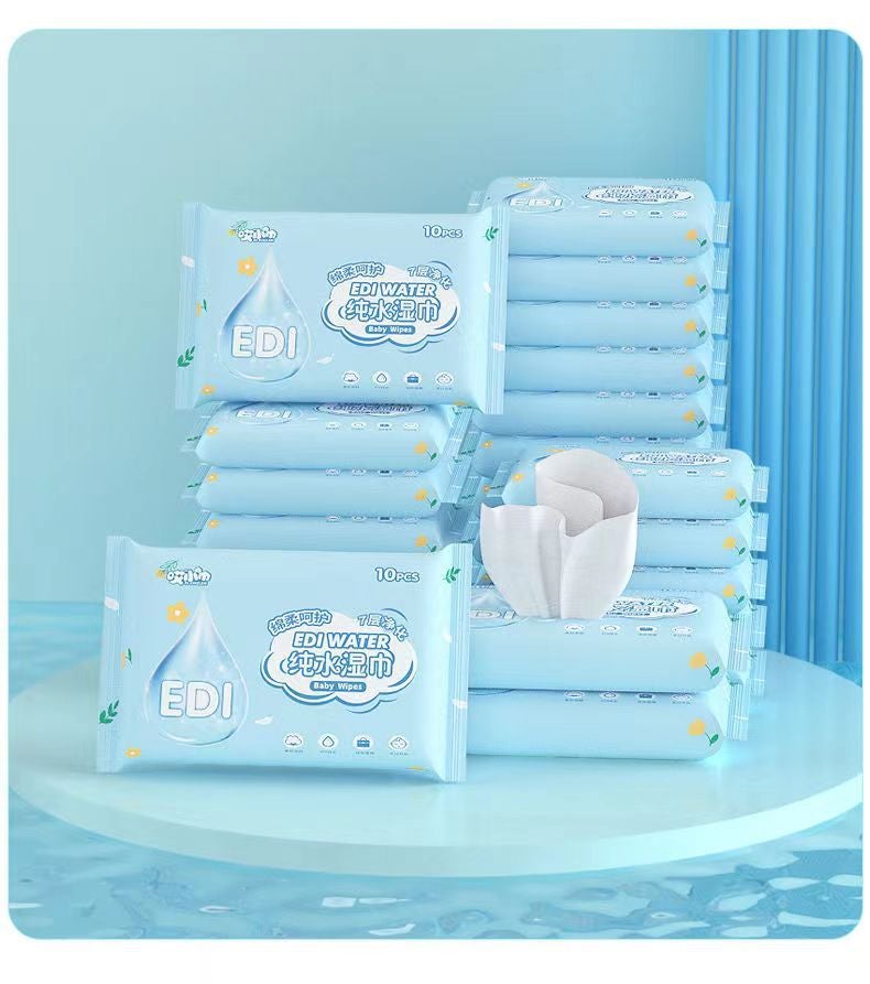 Small Bag Of Wet Tissue Baby Hand Fart Disposable Pure Water Wipes Face Towel Mini Portable Travel Essential Outfit - Image 1